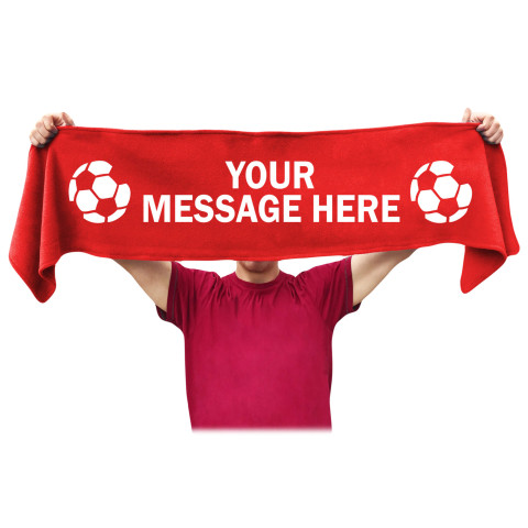 Small (75cm x 15cm) Football Theme - Black Fleece Fabric (Personalised with Text)