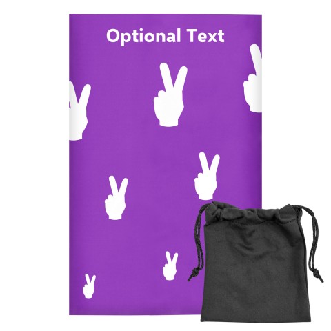 Regular (38cm x 25cm) (Two Finger Icon) - Purple - Stretch Polyester (Personalised with Text) with Small Black Storage Pouch