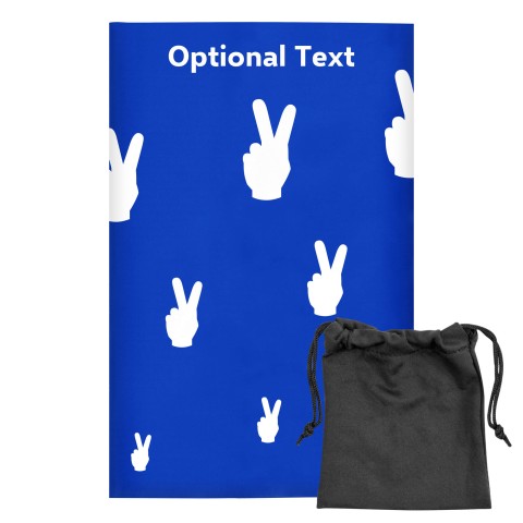 Regular (38cm x 25cm) (Two Finger Icon) - Royal Blue - Stretch Polyester (Personalised with Text) with Small Black Storage Pouch