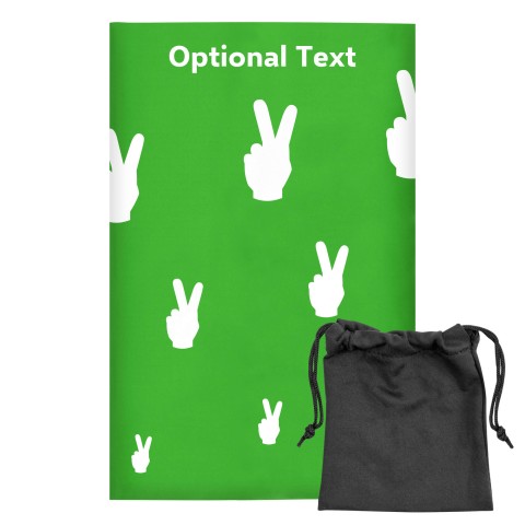 Regular (38cm x 25cm) (Two Finger Icon) - Bright Green - Stretch Polyester (Personalised with Text) with Small Black Storage Pouch