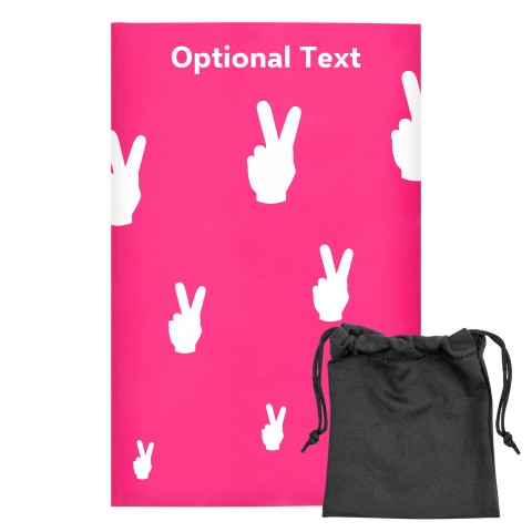 Regular (38cm x 25cm) (Two Finger Icon) - Fuchsia Pink - Stretch Polyester (Personalised with Text) with Small Black Storage Pouch