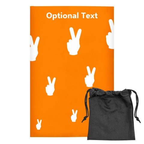 Regular (38cm x 25cm) (Two Finger Icon) - Orange - Stretch Polyester (Personalised with Text) with Small Black Storage Pouch
