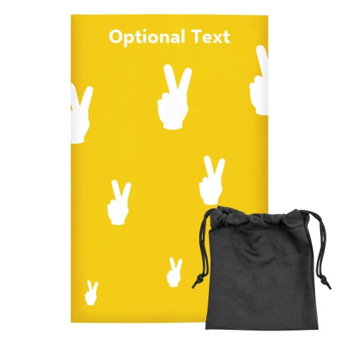 Regular (38cm x 25cm) (Two Finger Icon) - Yellow - Stretch Polyester (Personalised with Text) with Small Black Storage Pouch