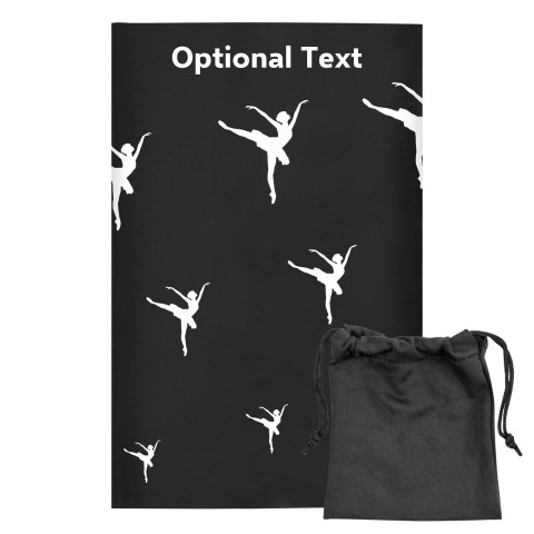 Regular (38cm x 25cm) (Ballet Icon) - Black - Stretch Polyester (Personalised with Text) with Small Black Storage Pouch