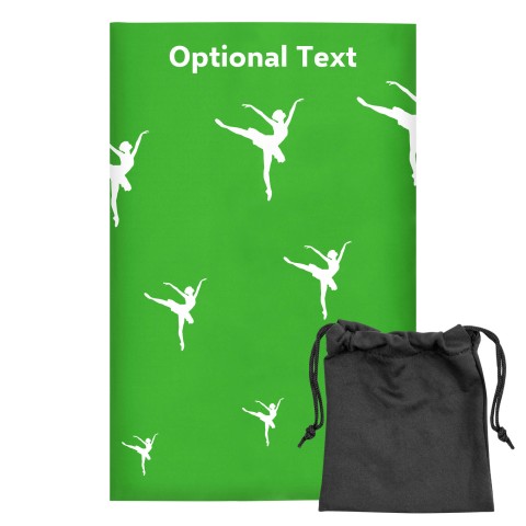 Regular (38cm x 25cm) (Ballet Icon) - Bright Green - Stretch Polyester (Personalised with Text) with Small Black Storage Pouch