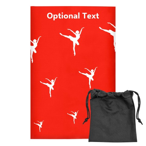 Regular (38cm x 25cm) (Ballet Icon) - Red - Stretch Polyester (Personalised with Text) with Small Black Storage Pouch