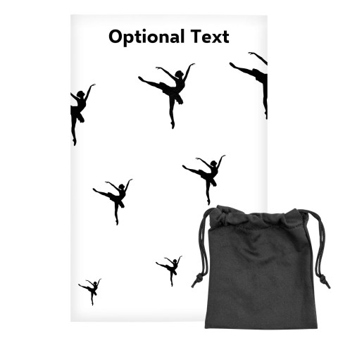 Regular (38cm x 25cm) (Ballet Icon) - White - Stretch Polyester (Personalised with Text) with Small Black Storage Pouch