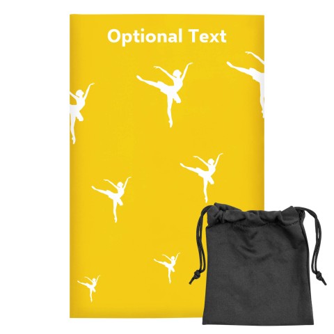Regular (38cm x 25cm) (Ballet Icon) - Yellow - Stretch Polyester (Personalised with Text) with Small Black Storage Pouch