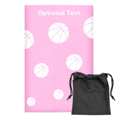 Regular (38cm x 25cm) (Basketball Icon) - Baby Pink - Stretch Polyester (Personalised with Text) with Small Black Storage Pouch