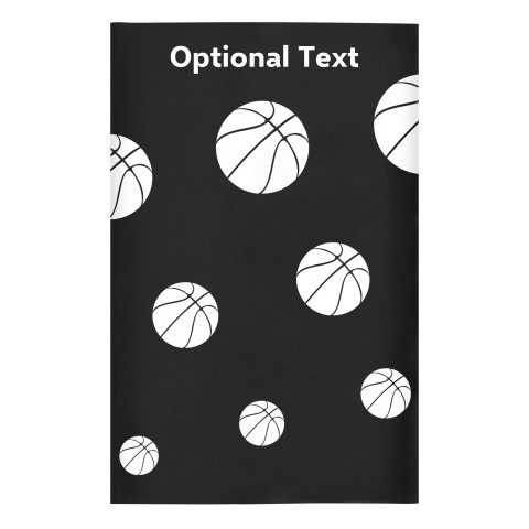 Regular (38cm x 25cm) (Basketball Icon) - Black - Stretch Polyester (Personalised with Text)