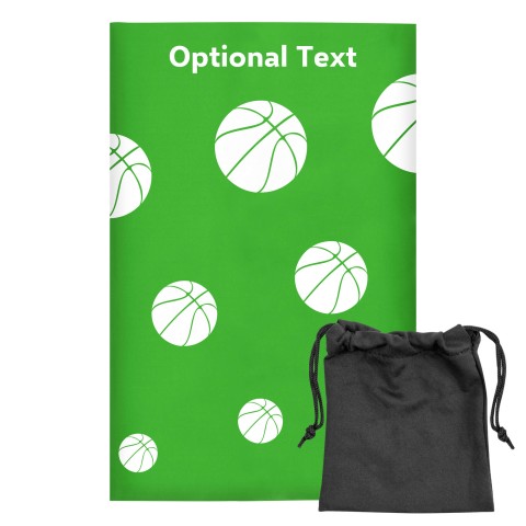 Regular (38cm x 25cm) (Basketball Icon) - Bright Green - Stretch Polyester (Personalised with Text) with Small Black Storage Pouch