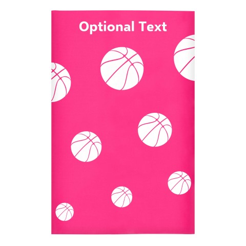 Regular (38cm x 25cm) (Basketball Icon) - Fuchsia Pink - Stretch Polyester (Personalised with Text)