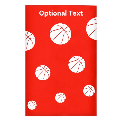 Regular (38cm x 25cm) (Basketball Icon) - Red - Stretch Polyester (Personalised with Text)