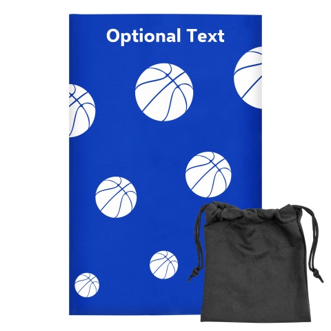 Regular (38cm x 25cm) (Basketball Icon) - Royal Blue - Stretch Polyester (Personalised with Text) with Small Black Storage Pouch