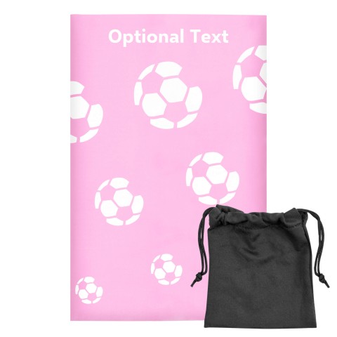 Regular (38cm x 25cm) (Football Icon) - Baby Pink - Stretch Polyester (Personalised with Text) with Small Black Storage Pouch