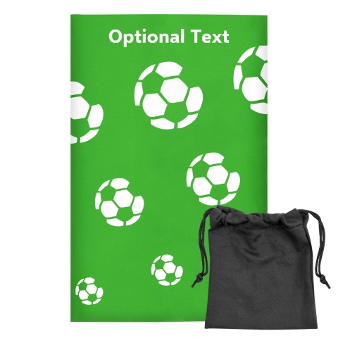 Regular (38cm x 25cm) (Football Icon) - Bright Green - Stretch Polyester (Personalised with Text) with Small Black Storage Pouch