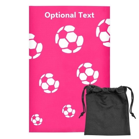 Regular (38cm x 25cm) (Football Icon) - Fuchsia Pink - Stretch Polyester (Personalised with Text) with Small Black Storage Pouch