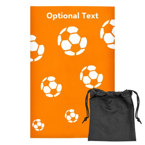 Regular (38cm x 25cm) (Football Icon) - Orange - Stretch Polyester (Personalised with Text) with Small Black Storage Pouch