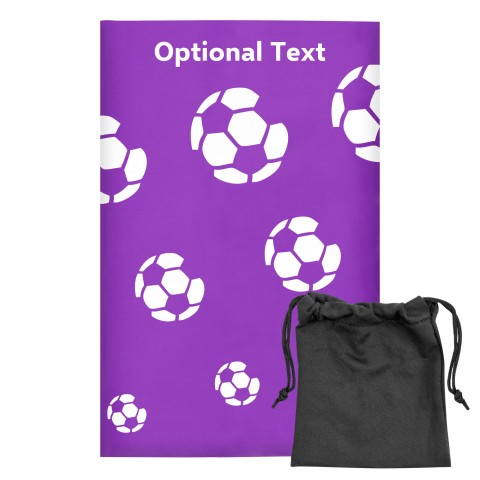 Regular (38cm x 25cm) (Football Icon) - Purple - Stretch Polyester (Personalised with Text) with Small Black Storage Pouch