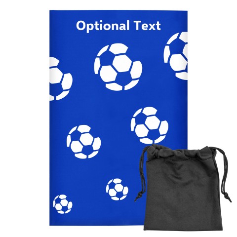 Regular (38cm x 25cm) (Football Icon) - Royal Blue - Stretch Polyester (Personalised with Text) with Small Black Storage Pouch