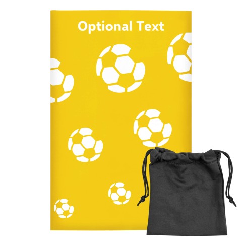 Regular (38cm x 25cm) (Football Icon) - Yellow - Stretch Polyester (Personalised with Text) with Small Black Storage Pouch