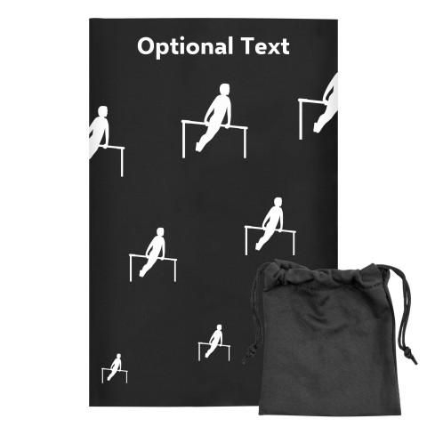Regular (38cm x 25cm) (Gymnastics Icon) - Black - Stretch Polyester (Personalised with Text) with Small Black Storage Pouch
