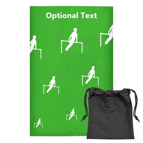 Regular (38cm x 25cm) (Gymnastics Icon) - Bright Green - Stretch Polyester (Personalised with Text) with Small Black Storage Pouch