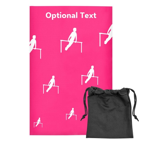 Regular (38cm x 25cm) (Gymnastics Icon) - Fuchsia Pink - Stretch Polyester (Personalised with Text) with Small Black Storage Pouch
