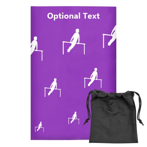 Regular (38cm x 25cm) (Gymnastics Icon) - Purple - Stretch Polyester (Personalised with Text) with Small Black Storage Pouch