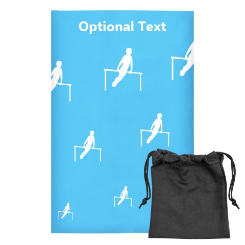 Regular (38cm x 25cm) (Gymnastics Icon) - Sky Blue - Stretch Polyester (Personalised with Text) with Small Black Storage Pouch