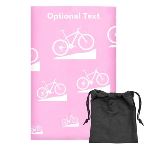 Regular (38cm x 25cm) (Mountain Biking Icon) - Baby Pink - Stretch Polyester (Personalised with Text) with Small Black Storage Pouch