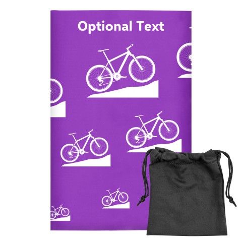 Regular (38cm x 25cm) (Mountain Biking Icon) - Purple - Stretch Polyester (Personalised with Text) with Small Black Storage Pouch