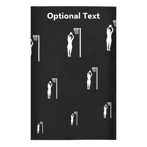 Regular (38cm x 25cm) (Netball Icon) - Black - Stretch Polyester (Personalised with Text)