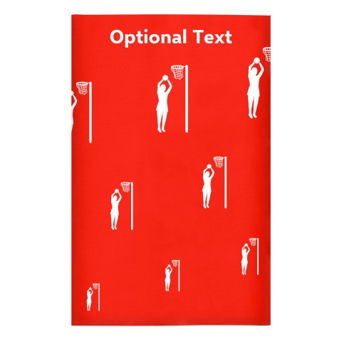 Regular (38cm x 25cm) (Netball Icon) - Red - Stretch Polyester (Personalised with Text)