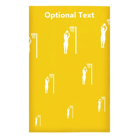 Regular (38cm x 25cm) (Netball Icon) - Yellow - Stretch Polyester (Personalised with Text)