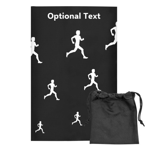 Regular (38cm x 25cm) (Running Icon) - Black - Stretch Polyester (Personalised with Text) with Small Black Storage Pouch