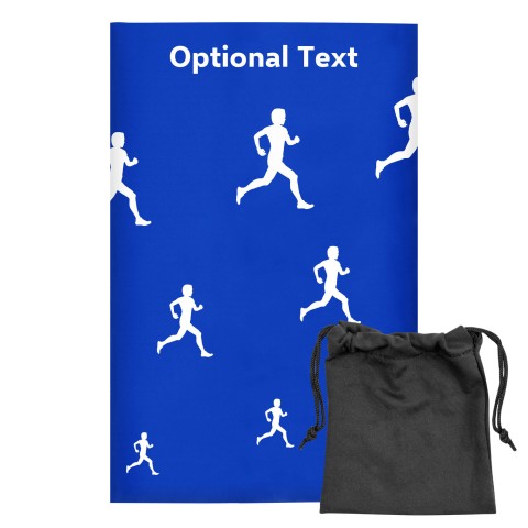 Regular (38cm x 25cm) (Running Icon) - Royal Blue - Stretch Polyester (Personalised with Text) with Small Black Storage Pouch