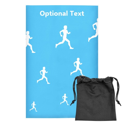 Regular (38cm x 25cm) (Running Icon) - Sky Blue - Stretch Polyester (Personalised with Text) with Small Black Storage Pouch