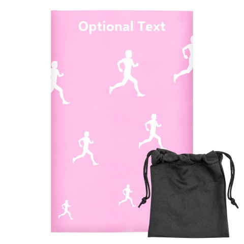 Regular (38cm x 25cm) (Running Icon) - Baby Pink - Stretch Polyester (Personalised with Text) with Small Black Storage Pouch