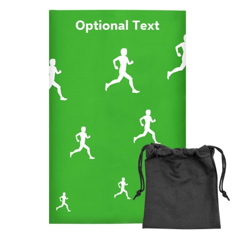 Regular (38cm x 25cm) (Running Icon) - Bright Green - Stretch Polyester (Personalised with Text) with Small Black Storage Pouch