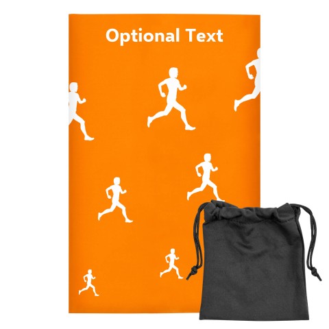 Regular (38cm x 25cm) (Running Icon) - Orange - Stretch Polyester (Personalised with Text) with Small Black Storage Pouch