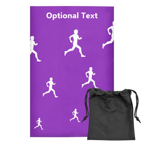 Regular (38cm x 25cm) (Running Icon) - Purple - Stretch Polyester (Personalised with Text) with Small Black Storage Pouch