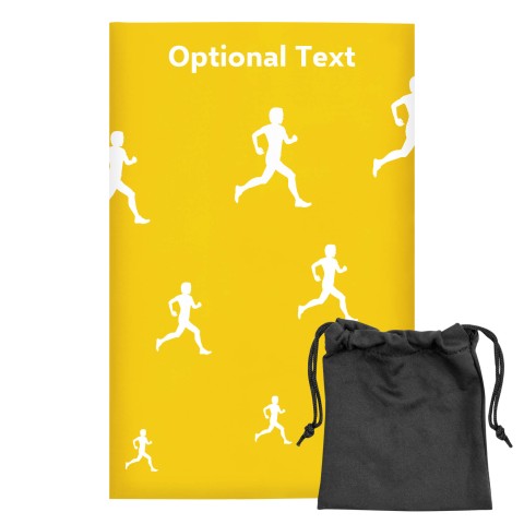 Regular (38cm x 25cm) (Running Icon) - Yellow - Stretch Polyester (Personalised with Text) with Small Black Storage Pouch
