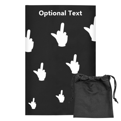 Regular (38cm x 25cm) (Single Finger Icon) - Black - Stretch Polyester (Personalised with Text) with Small Black Storage Pouch