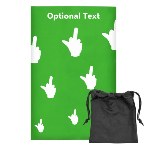 Regular (38cm x 25cm) (Single Finger Icon) - Bright Green - Stretch Polyester (Personalised with Text) with Small Black Storage Pouch