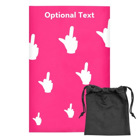 Regular (38cm x 25cm) (Single Finger Icon) - Fuchsia Pink - Stretch Polyester (Personalised with Text) with Small Black Storage Pouch