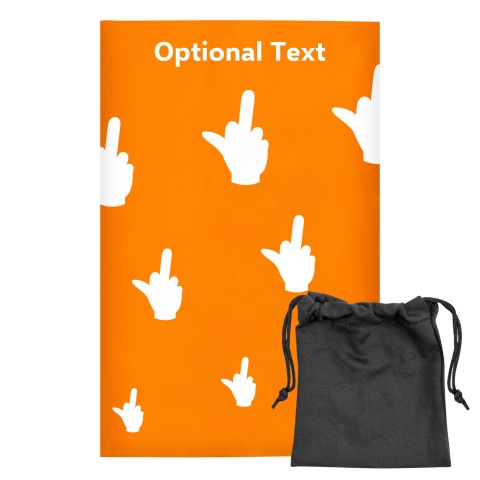 Regular (38cm x 25cm) (Single Finger Icon) - Orange - Stretch Polyester (Personalised with Text) with Small Black Storage Pouch