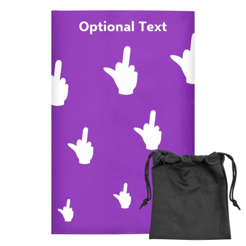 Regular (38cm x 25cm) (Single Finger Icon) - Purple - Stretch Polyester (Personalised with Text) with Small Black Storage Pouch