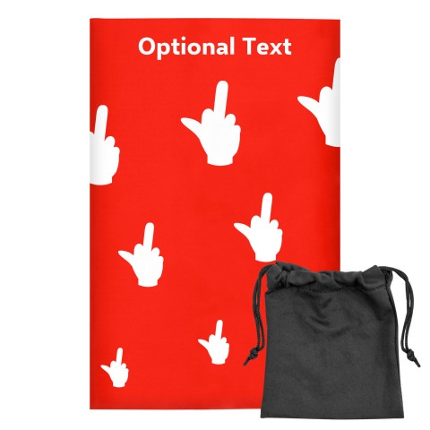 Regular (38cm x 25cm) (Single Finger Icon) - Red - Stretch Polyester (Personalised with Text) with Small Black Storage Pouch