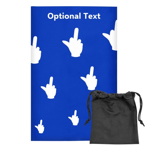 Regular (38cm x 25cm) (Single Finger Icon) - Royal Blue - Stretch Polyester (Personalised with Text) with Small Black Storage Pouch